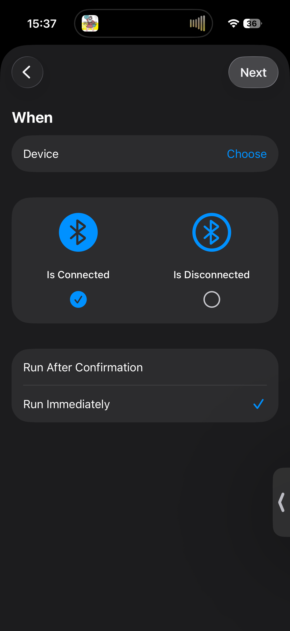 Bluetoothのトリガー設定