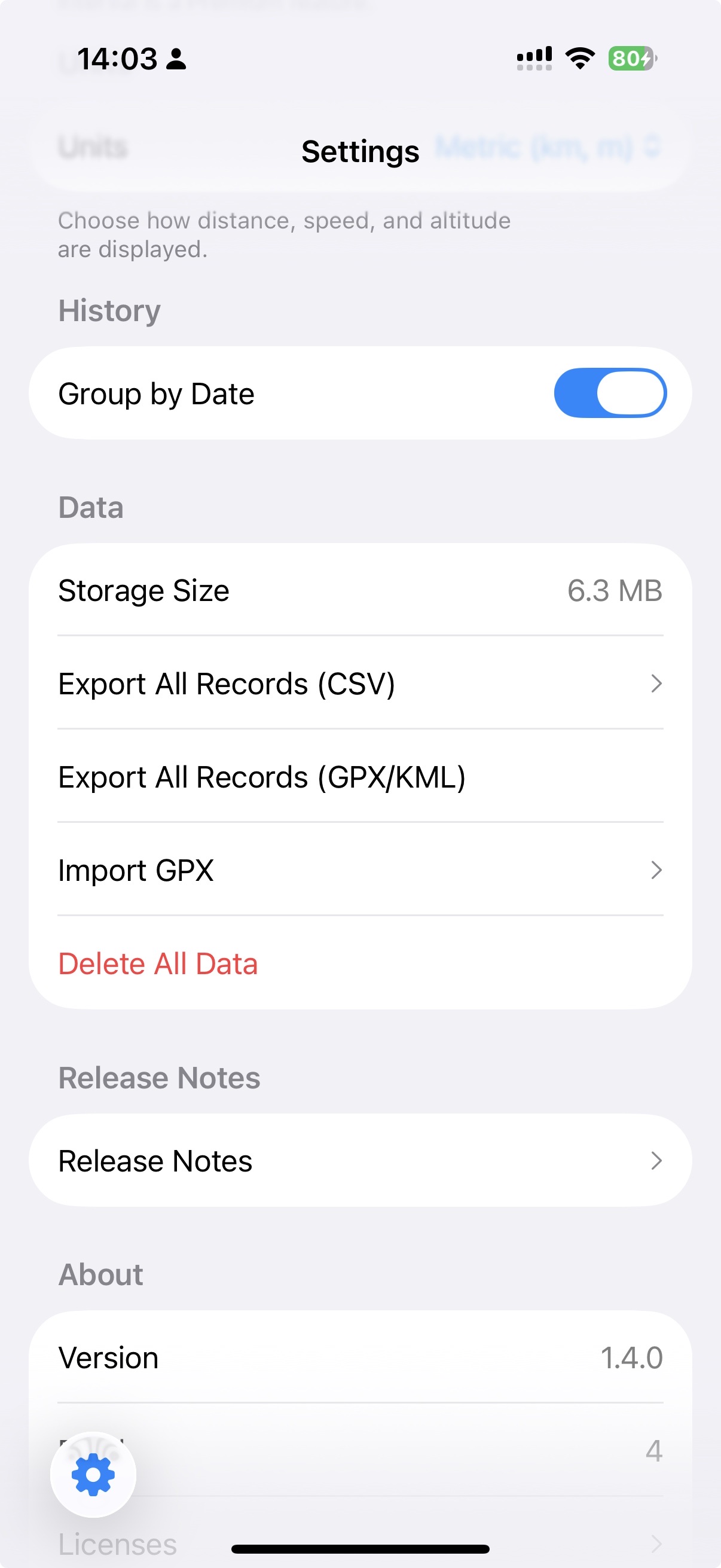 Οθόνη εξαγωγής KML