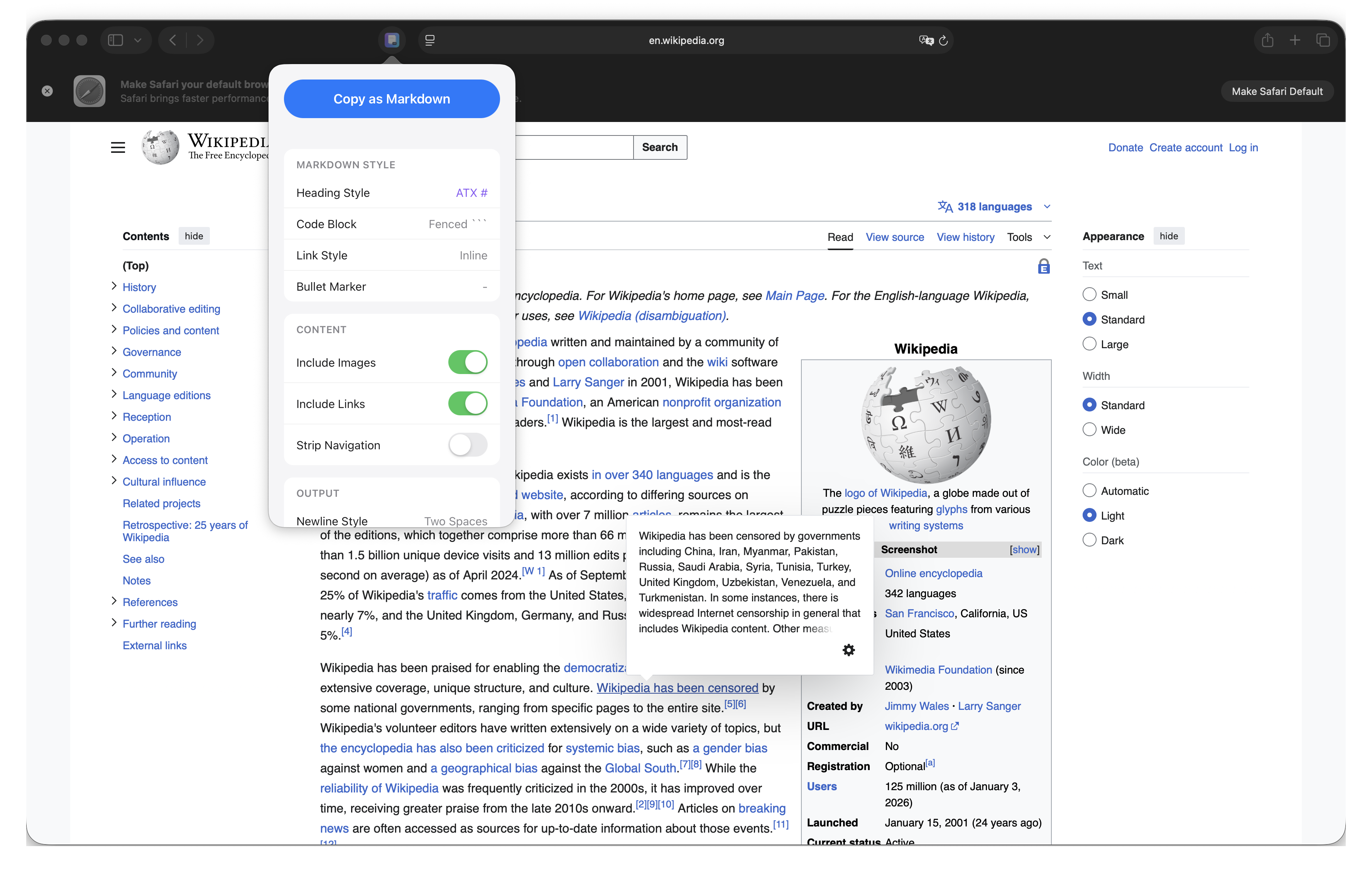 MDC Safari Extension